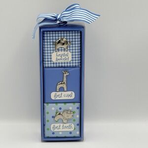 First Impressions Baby Keepsake Boxes Boy Blue Hospital Bracelet First Curl Gift